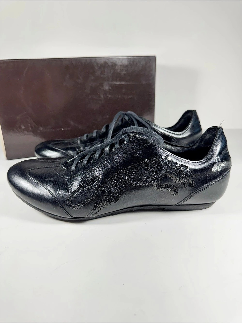 Vintage Puma Rudolf Dassler Alexander Van Slobbe Sequined Leather Black Sneakers